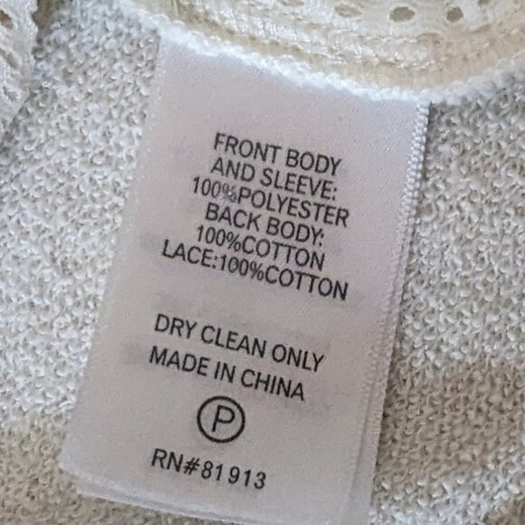 Plenty By Tracy Reese Off-White Rivet & Crochet Lace 3/4 sleeve Top Size Small - Picture 10 of 11